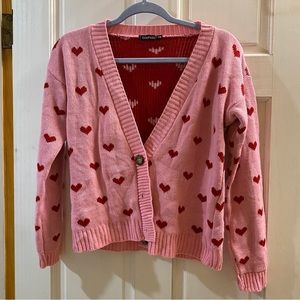Red & Pink Hearts Cardigan
